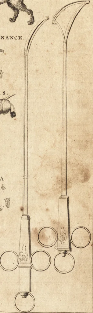 An illustration from A new and complete dictionary of arts and sciences : comprehending all the branches of useful knowledge, with accurate descriptions as well of the various machines, instruments, tools, figures, and schemes necessary for illustrating them, as of the classes, kinds, preparations, and uses of natural productions, whether animals, vegetables, minerals, fossils, or fluids : together with the kingdoms, provinces, cities, towns, and other remarkable places throughout the world : illustrated with above three hundred copper-plates, engraved by Mr. Jefferys, geographer to His Majesty : the whole extracted from the best authors in all languages, 1763, leaf 582