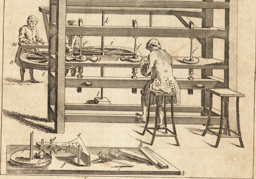 An illustration from A new and complete dictionary of arts and sciences : comprehending all the branches of useful knowledge, with accurate descriptions as well of the various machines, instruments, tools, figures, and schemes necessary for illustrating them, as of the classes, kinds, preparations, and uses of natural productions, whether animals, vegetables, minerals, fossils, or fluids : together with the kingdoms, provinces, cities, towns, and other remarkable places throughout the world : illustrated with above three hundred copper-plates, engraved by Mr. Jefferys, geographer to His Majesty : the whole extracted from the best authors in all languages, 1763, leaf 24