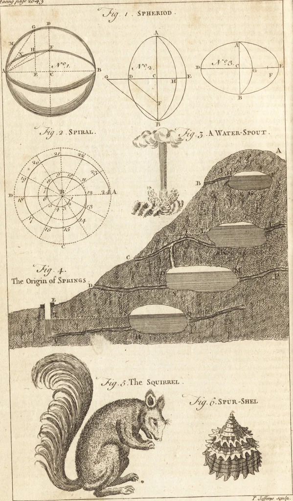 An illustration from A new and complete dictionary of arts and sciences : comprehending all the branches of useful knowledge, with accurate descriptions as well of the various machines, instruments, tools, figures, and schemes necessary for illustrating them, as of the classes, kinds, preparations, and uses of natural productions, whether animals, vegetables, minerals, fossils, or fluids : together with the kingdoms, provinces, cities, towns, and other remarkable places throughout the world : illustrated with above three hundred copper-plates, engraved by Mr. Jefferys, geographer to His Majesty : the whole extracted from the best authors in all languages, 1763, leaf 417