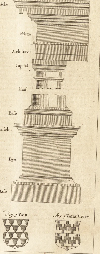 An illustration from A new and complete dictionary of arts and sciences : comprehending all the branches of useful knowledge, with accurate descriptions as well of the various machines, instruments, tools, figures, and schemes necessary for illustrating them, as of the classes, kinds, preparations, and uses of natural productions, whether animals, vegetables, minerals, fossils, or fluids : together with the kingdoms, provinces, cities, towns, and other remarkable places throughout the world : illustrated with above three hundred copper-plates, engraved by Mr. Jefferys, geographer to His Majesty : the whole extracted from the best authors in all languages, 1763, leaf 724