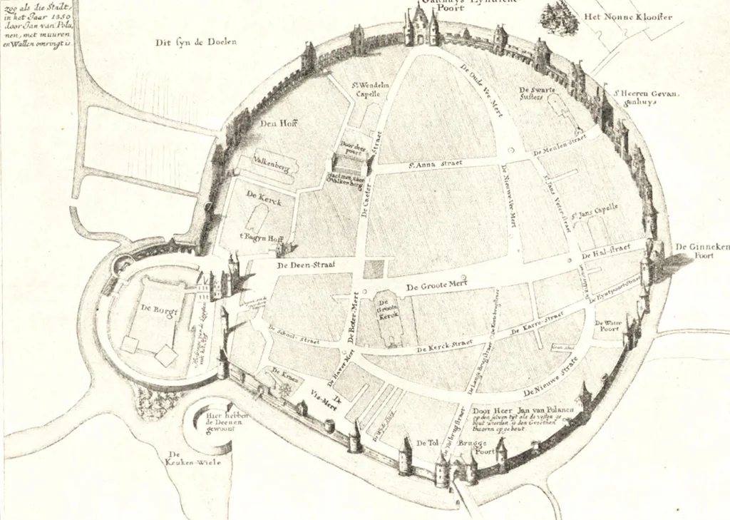 An illustration from Oud-Nederlandsche steden in haar ontstaan, groei en ontwikkeling, 1909, leaf 43