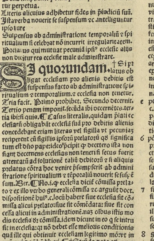 An illustration from Panormitanvs super tertio[-V.] Decretalium : Nicolai de Tvdeschis ... Commentaria in tertium Decretalium librum[-V. Decretalium libros] : unà cum summarijs & adnotationibus complurium doctissimorum iureconsultorum : ea nunc denuo fide excusa, ut mendae, si quae prius irrepserant, iam ferè nullae sint, 1546, leaf 203