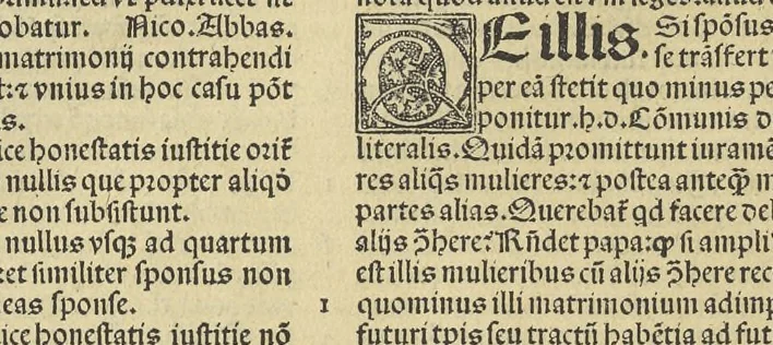An illustration from Panormitanvs super tertio[-V.] Decretalium : Nicolai de Tvdeschis ... Commentaria in tertium Decretalium librum[-V. Decretalium libros] : unà cum summarijs & adnotationibus complurium doctissimorum iureconsultorum : ea nunc denuo fide excusa, ut mendae, si quae prius irrepserant, iam ferè nullae sint, 1546, leaf 495