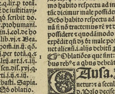 An illustration from Panormitanvs super tertio[-V.] Decretalium : Nicolai de Tvdeschis ... Commentaria in tertium Decretalium librum[-V. Decretalium libros] : unà cum summarijs & adnotationibus complurium doctissimorum iureconsultorum : ea nunc denuo fide excusa, ut mendae, si quae prius irrepserant, iam ferè nullae sint, 1546, leaf 854