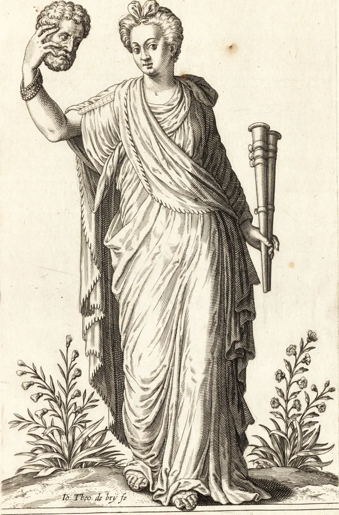 An illustration from Parnassvs cum imaginibus mvsarvm deorumq[ue] praesidum Hippocrenes : omnia depicta sunt, & distichis latinis illustrata, 1601, leaf 40