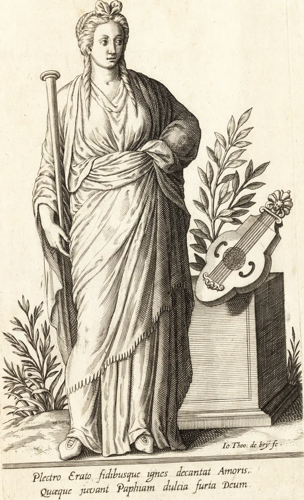An illustration from Parnassvs cum imaginibus mvsarvm deorumq[ue] praesidum Hippocrenes : omnia depicta sunt, & distichis latinis illustrata, 1601, leaf 46