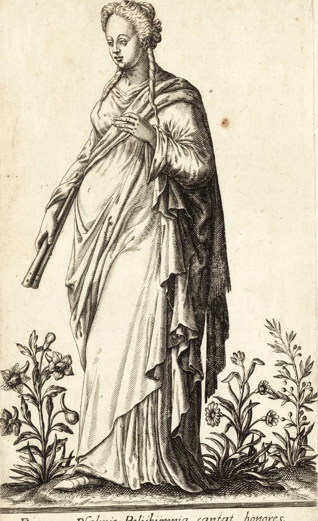 An illustration from Parnassvs cum imaginibus mvsarvm deorumq[ue] praesidum Hippocrenes : omnia depicta sunt, & distichis latinis illustrata, 1601, leaf 50
