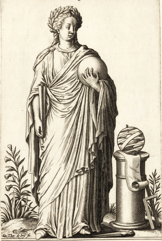An illustration from Parnassvs cum imaginibus mvsarvm deorumq[ue] praesidum Hippocrenes : omnia depicta sunt, & distichis latinis illustrata, 1601, leaf 54