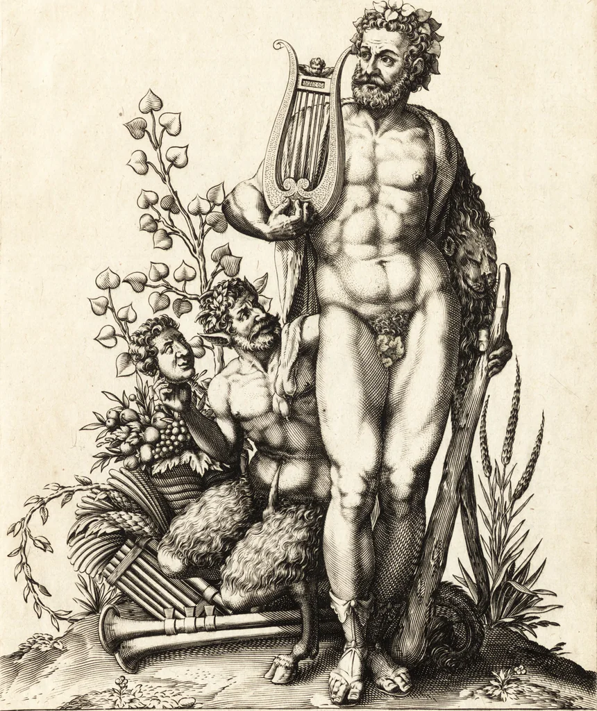An illustration from Parnassvs cum imaginibus mvsarvm deorumq[ue] praesidum Hippocrenes : omnia depicta sunt, & distichis latinis illustrata, 1601, leaf 56