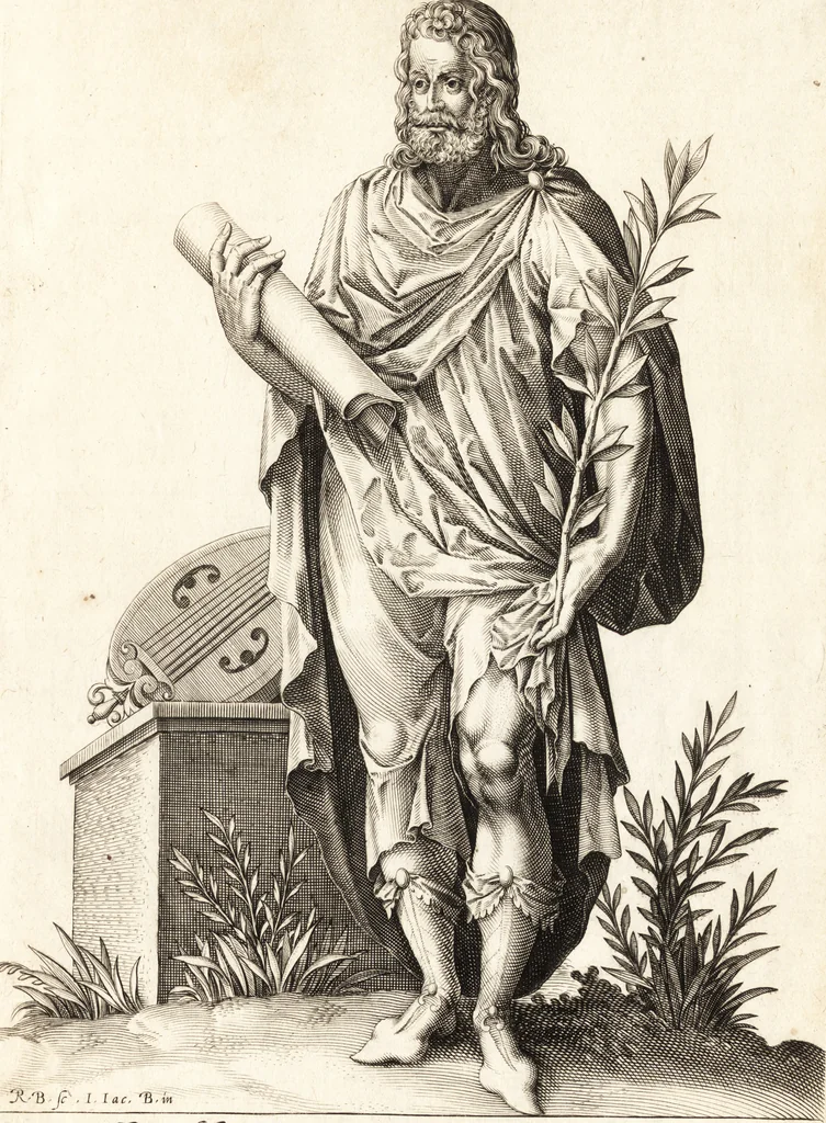 An illustration from Parnassvs cum imaginibus mvsarvm deorumq[ue] praesidum Hippocrenes : omnia depicta sunt, & distichis latinis illustrata, 1601, leaf 64