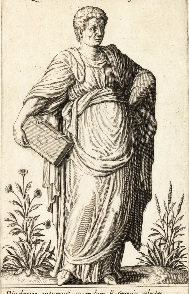 An illustration from Parnassvs cum imaginibus mvsarvm deorumq[ue] praesidum Hippocrenes : omnia depicta sunt, & distichis latinis illustrata, 1601, leaf 70