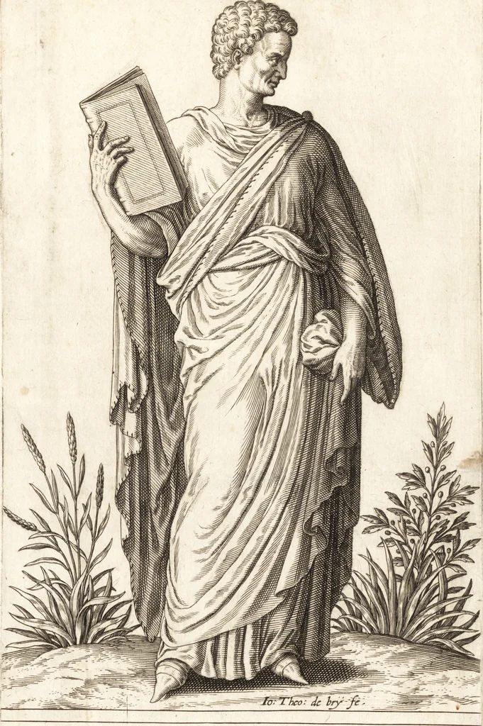 An illustration from Parnassvs cum imaginibus mvsarvm deorumq[ue] praesidum Hippocrenes : omnia depicta sunt, & distichis latinis illustrata, 1601, leaf 74