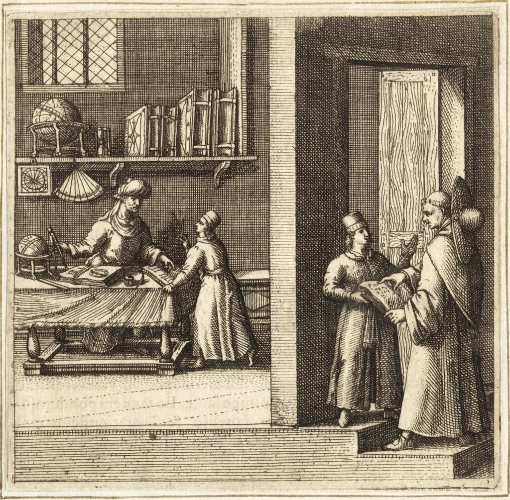 An illustration from Parnassvs cum imaginibus mvsarvm deorumq[ue] praesidum Hippocrenes : omnia depicta sunt, & distichis latinis illustrata, 1601, leaf 76
