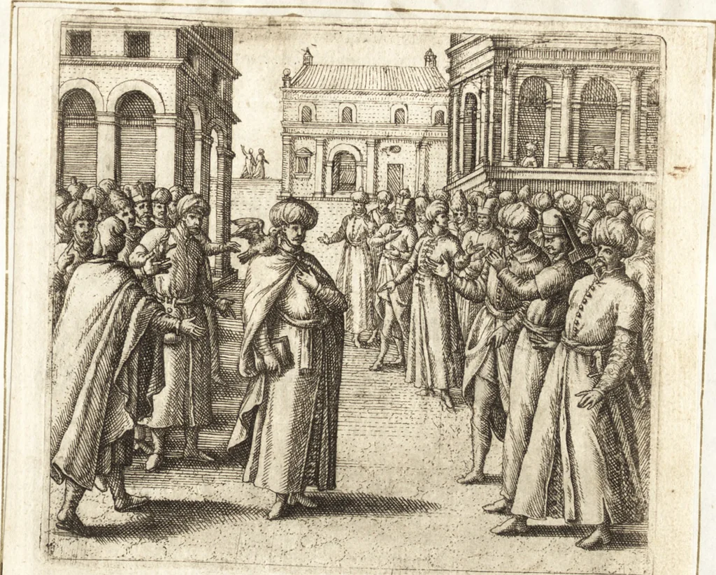 An illustration from Parnassvs cum imaginibus mvsarvm deorumq[ue] praesidum Hippocrenes : omnia depicta sunt, & distichis latinis illustrata, 1601, leaf 78