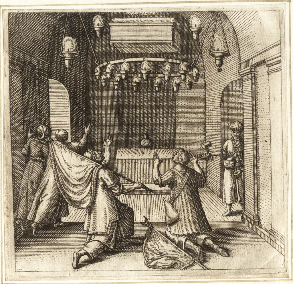 An illustration from Parnassvs cum imaginibus mvsarvm deorumq[ue] praesidum Hippocrenes : omnia depicta sunt, & distichis latinis illustrata, 1601, leaf 79
