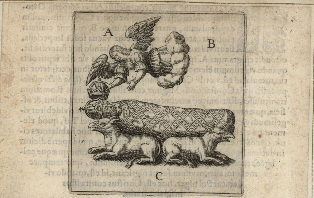 An illustration from Parnassvs cum imaginibus mvsarvm deorumq[ue] praesidum Hippocrenes : omnia depicta sunt, & distichis latinis illustrata, 1601, leaf 81