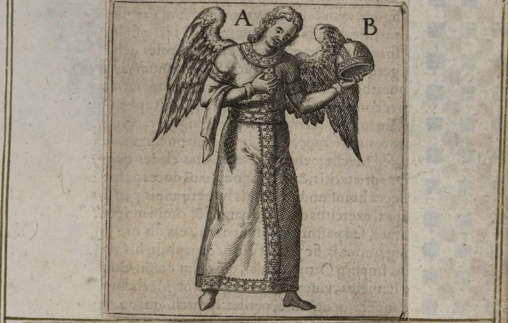 An illustration from Parnassvs cum imaginibus mvsarvm deorumq[ue] praesidum Hippocrenes : omnia depicta sunt, & distichis latinis illustrata, 1601, leaf 84