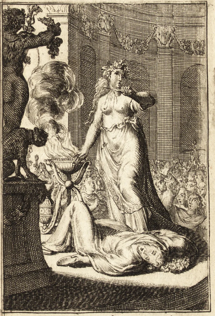 An illustration from Pictura loquens; sive Heroicarum tabularum Hadriani Schoonebeeck enarratio et explicatio, 1695, leaf 104