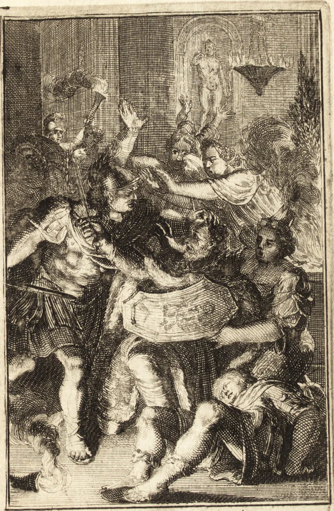 An illustration from Pictura loquens; sive Heroicarum tabularum Hadriani Schoonebeeck enarratio et explicatio, 1695, leaf 140