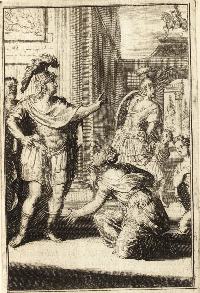 An illustration from Pictura loquens; sive Heroicarum tabularum Hadriani Schoonebeeck enarratio et explicatio, 1695, leaf 144