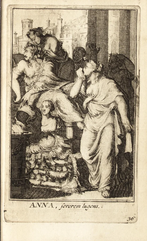 An illustration from Pictura loquens : sive, Heroicarum tabularum Hadriani Schoonebeeck enarratio et explicatio, 1695, leaf 164