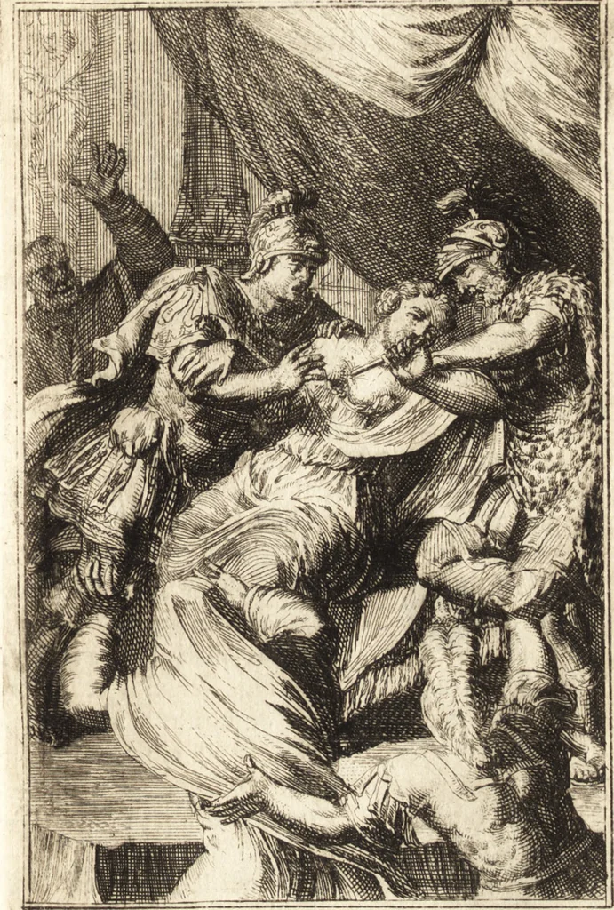 An illustration from Pictura loquens; sive Heroicarum tabularum Hadriani Schoonebeeck enarratio et explicatio, 1695, leaf 184