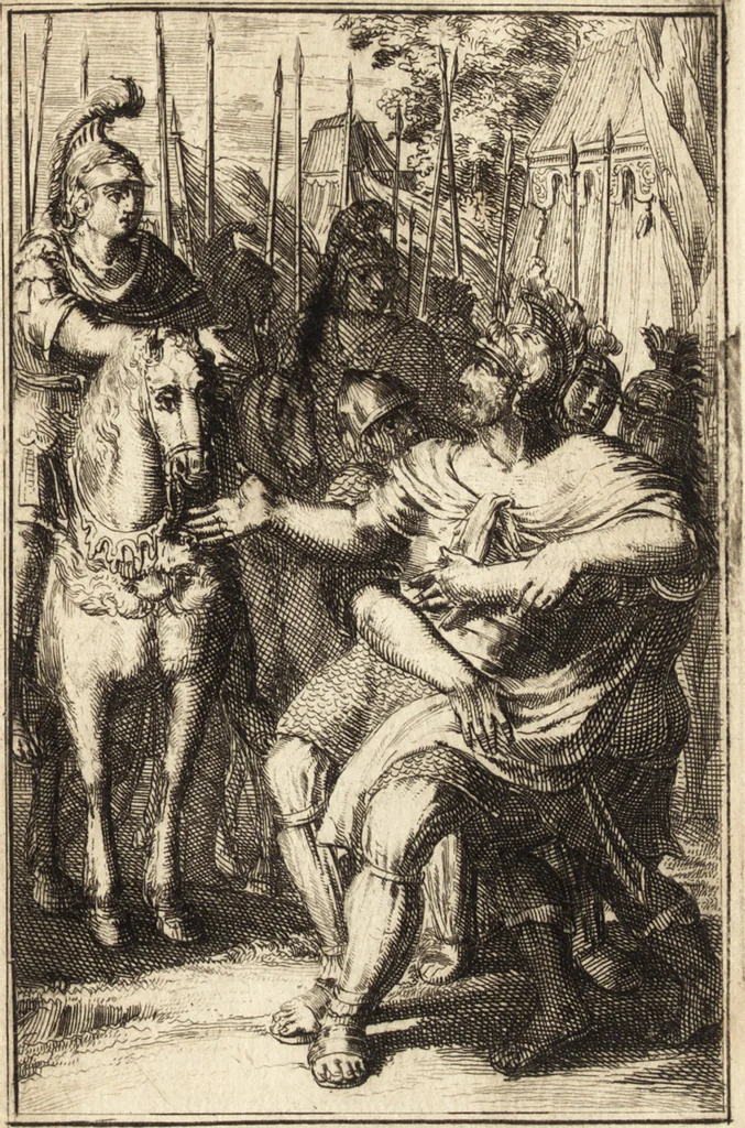 An illustration from Pictura loquens; sive Heroicarum tabularum Hadriani Schoonebeeck enarratio et explicatio, 1695, leaf 212