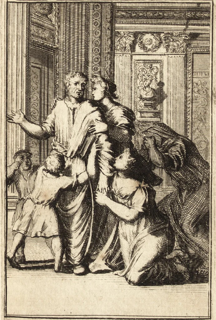An illustration from Pictura loquens; sive Heroicarum tabularum Hadriani Schoonebeeck enarratio et explicatio, 1695, leaf 224
