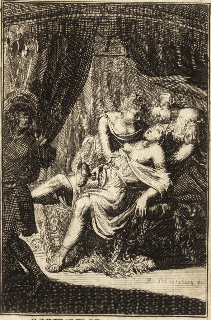 An illustration from Pictura loquens; sive Heroicarum tabularum Hadriani Schoonebeeck enarratio et explicatio, 1695, leaf 228