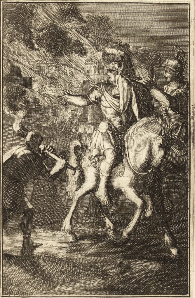 An illustration from Pictura loquens; sive Heroicarum tabularum Hadriani Schoonebeeck enarratio et explicatio, 1695, leaf 236