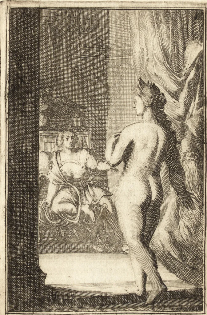 An illustration from Pictura loquens; sive Heroicarum tabularum Hadriani Schoonebeeck enarratio et explicatio, 1695, leaf 256