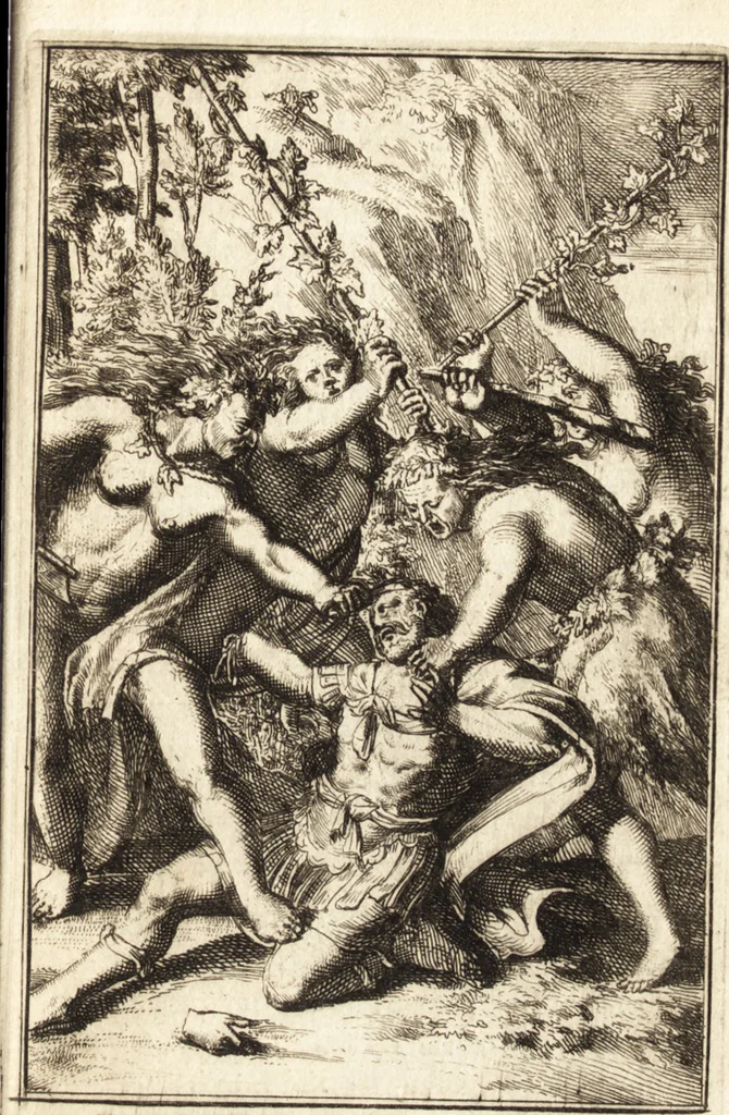 An illustration from Pictura loquens; sive Heroicarum tabularum Hadriani Schoonebeeck enarratio et explicatio, 1695, leaf 28