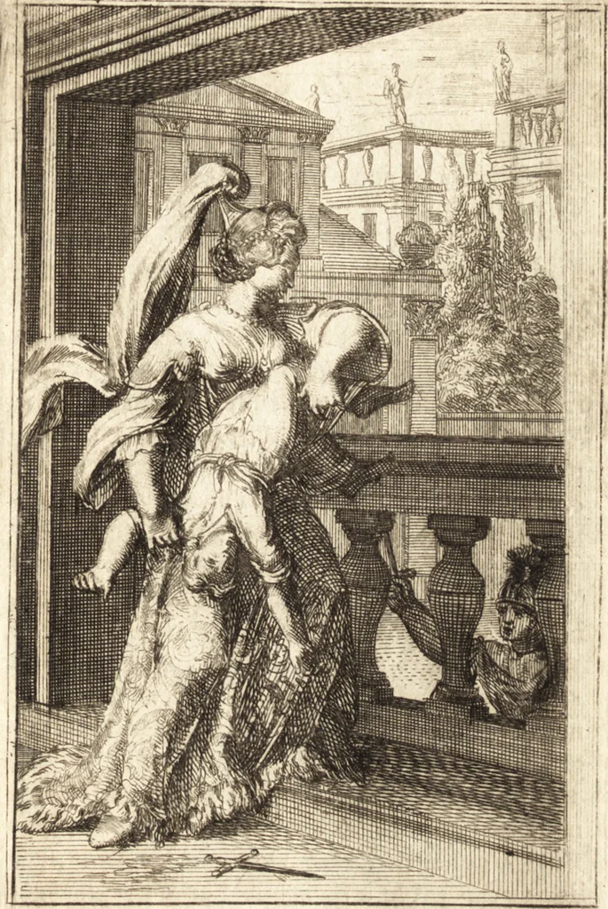 An illustration from Pictura loquens; sive Heroicarum tabularum Hadriani Schoonebeeck enarratio et explicatio, 1695, leaf 52