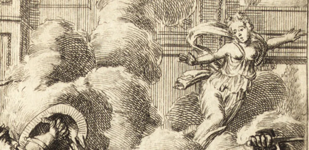 An illustration from Pictura loquens; sive Heroicarum tabularum Hadriani Schoonebeeck enarratio et explicatio, 1695, leaf 56