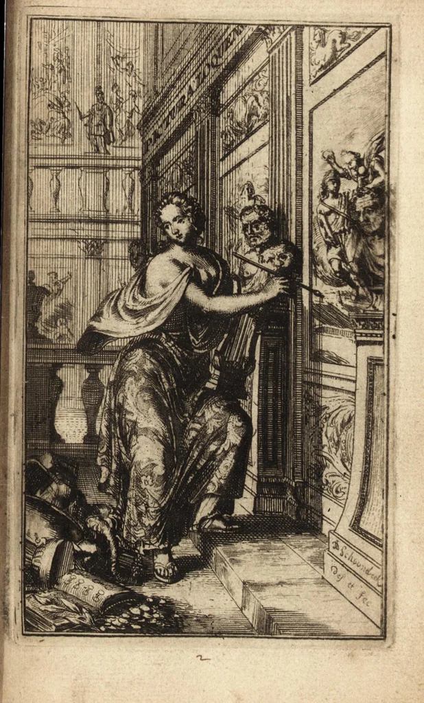 An illustration from Pictura loquens : sive, Heroicarum tabularum Hadriani Schoonebeeck enarratio et explicatio, 1695, leaf 6