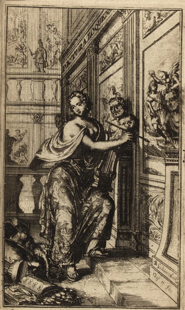 An illustration from Pictura loquens; sive Heroicarum tabularum Hadriani Schoonebeeck enarratio et explicatio, 1695, leaf 6