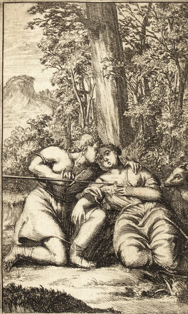 An illustration from Pictura loquens; sive Heroicarum tabularum Hadriani Schoonebeeck enarratio et explicatio, 1695, leaf 64