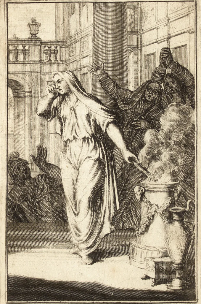 An illustration from Pictura loquens; sive Heroicarum tabularum Hadriani Schoonebeeck enarratio et explicatio, 1695, leaf 76