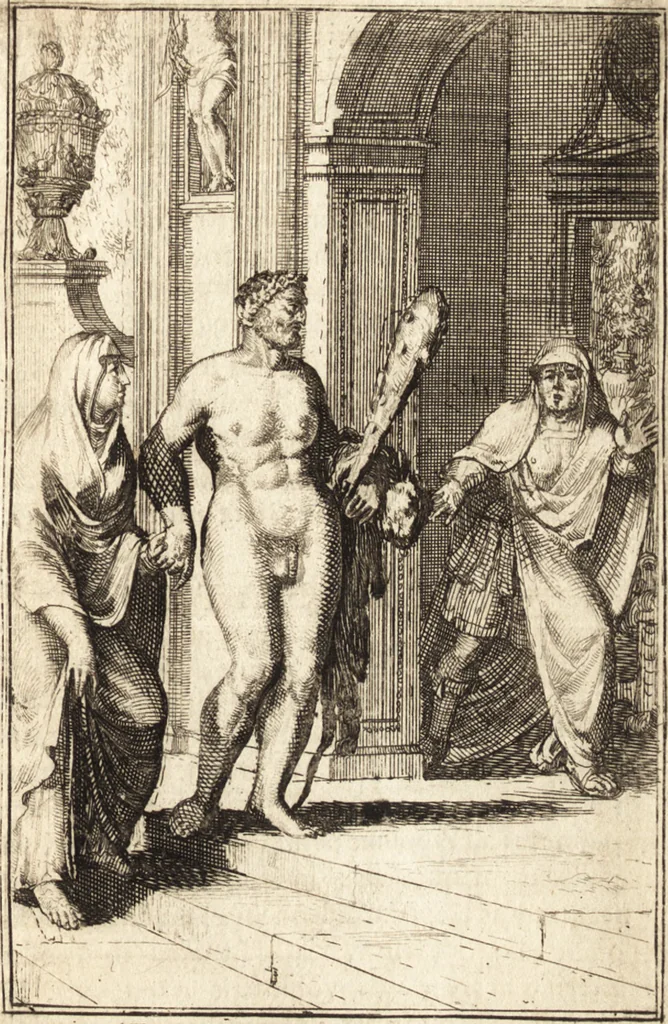 An illustration from Pictura loquens; sive Heroicarum tabularum Hadriani Schoonebeeck enarratio et explicatio, 1695, leaf 80