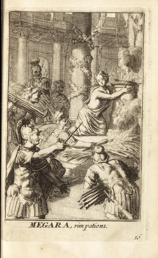 An illustration from Pictura loquens : sive, Heroicarum tabularum Hadriani Schoonebeeck enarratio et explicatio, 1695, leaf 84