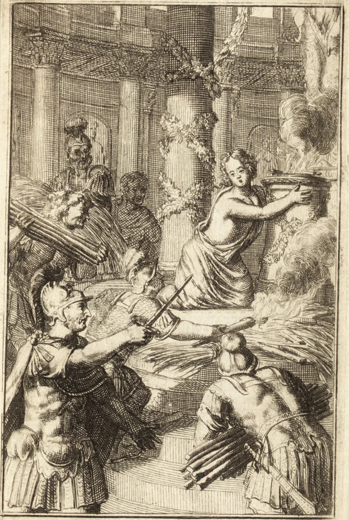 An illustration from Pictura loquens; sive Heroicarum tabularum Hadriani Schoonebeeck enarratio et explicatio, 1695, leaf 84