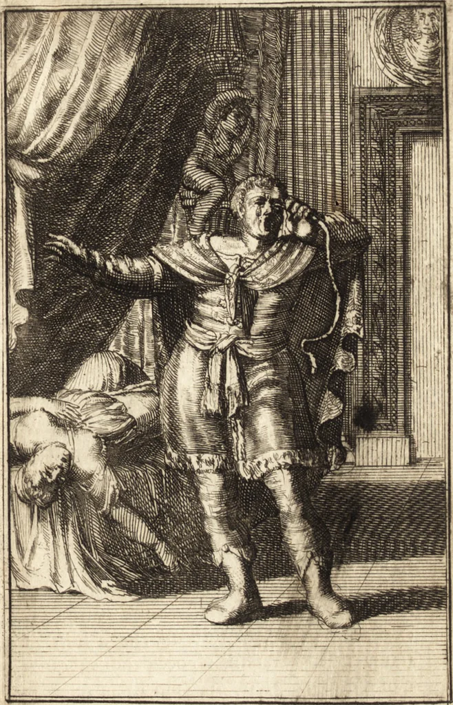 An illustration from Pictura loquens; sive Heroicarum tabularum Hadriani Schoonebeeck enarratio et explicatio, 1695, leaf 92