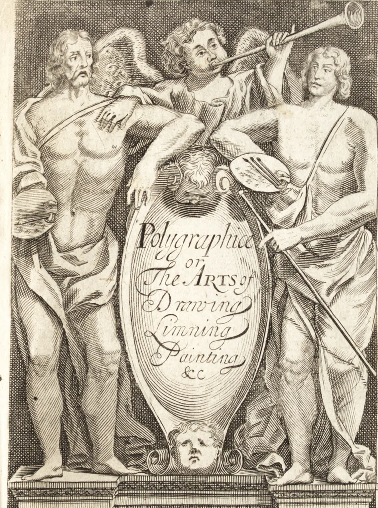 An illustration from Polygraphice, or, The arts of drawing, engraving, etching, limning, painting, washing, varnishing, gilding, colouring, dying, beautifying and perfuming ... : to which is added a discourse of perspective and chiromancy, 1681, leaf 12