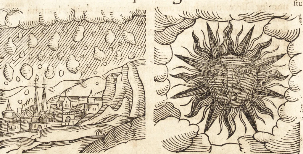 An illustration from Prodigiorvm ac ostentorvm chronicon : quae praeter naturae ordinem, motum, et operationem, et in svperioribus & his inferioribus mundi regionibus, ab exordio mundi usque ad haec nostra tempora, acciderunt ..., 1557, leaf 101