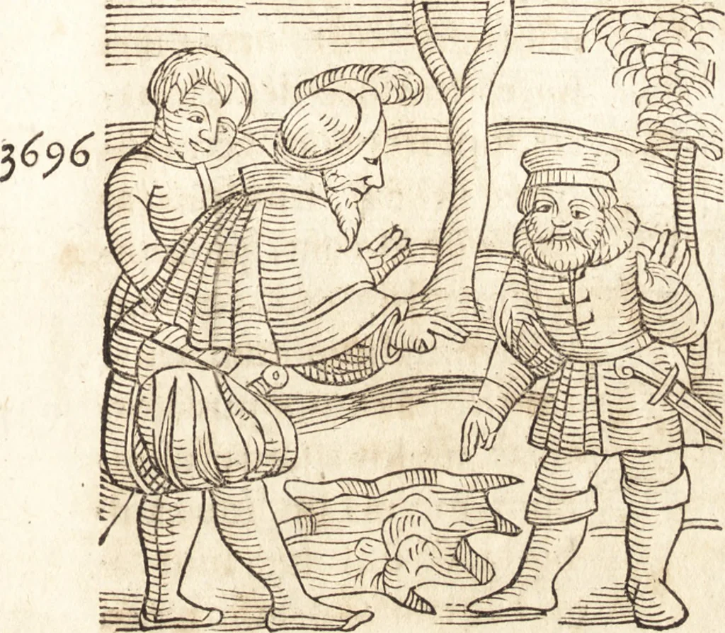 An illustration from Prodigiorvm ac ostentorvm chronicon : quae praeter naturae ordinem, motum, et operationem, et in svperioribus & his inferioribus mundi regionibus, ab exordio mundi usque ad haec nostra tempora, acciderunt ..., 1557, leaf 114