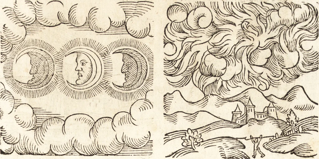 An illustration from Prodigiorvm ac ostentorvm chronicon : quae praeter naturae ordinem, motum, et operationem, et in svperioribus & his inferioribus mundi regionibus, ab exordio mundi usque ad haec nostra tempora, acciderunt ..., 1557, leaf 120