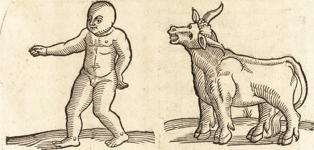 An illustration from Prodigiorvm ac ostentorvm chronicon : quae praeter naturae ordinem, motum, et operationem, et in svperioribus & his inferioribus mundi regionibus, ab exordio mundi usque ad haec nostra tempora, acciderunt ..., 1557, leaf 124