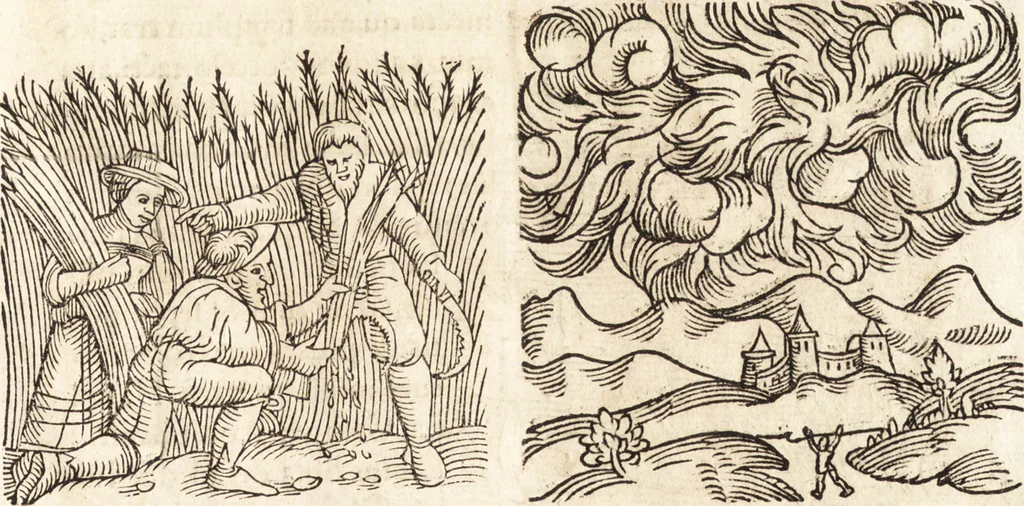 An illustration from Prodigiorvm ac ostentorvm chronicon : quae praeter naturae ordinem, motum, et operationem, et in svperioribus & his inferioribus mundi regionibus, ab exordio mundi usque ad haec nostra tempora, acciderunt ..., 1557, leaf 126