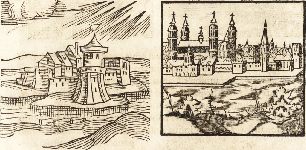 An illustration from Prodigiorvm ac ostentorvm chronicon : quae praeter naturae ordinem, motum, et operationem, et in svperioribus & his inferioribus mundi regionibus, ab exordio mundi usque ad haec nostra tempora, acciderunt ..., 1557, leaf 132