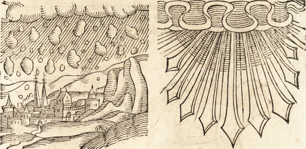 An illustration from Prodigiorvm ac ostentorvm chronicon : quae praeter naturae ordinem, motum, et operationem, et in svperioribus & his inferioribus mundi regionibus, ab exordio mundi usque ad haec nostra tempora, acciderunt ..., 1557, leaf 134